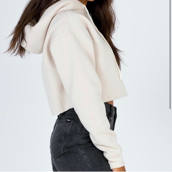 Princess Polly Dolfi Cropped Hoodie in Stone - Picture 2 of 7